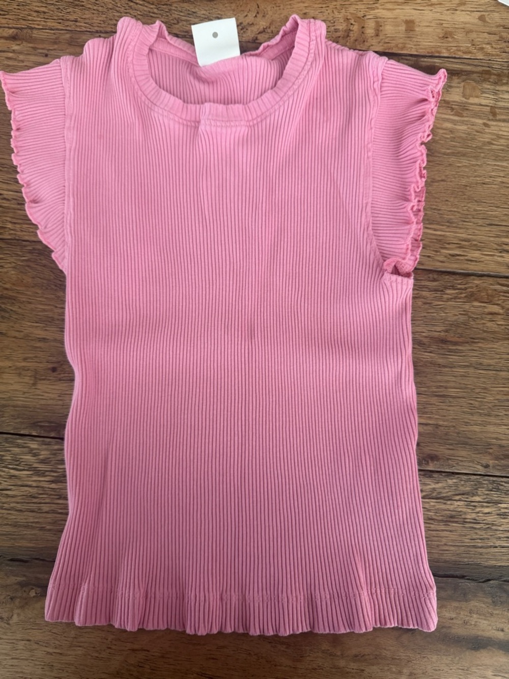 Zara Kids Pink Ribbed Tank with Ruffle Sleeves